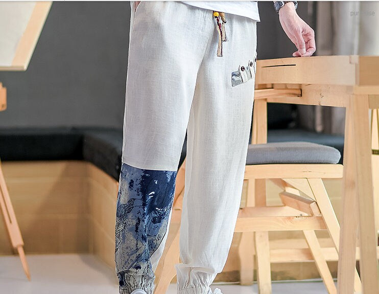 Casual Printed Japanese Vintage Pants - #87ceeb:Sky Blue