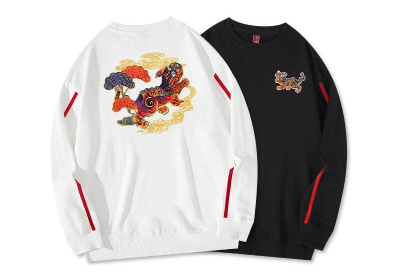Tiger Embroidered Japanese Sweatshirt - 2XL