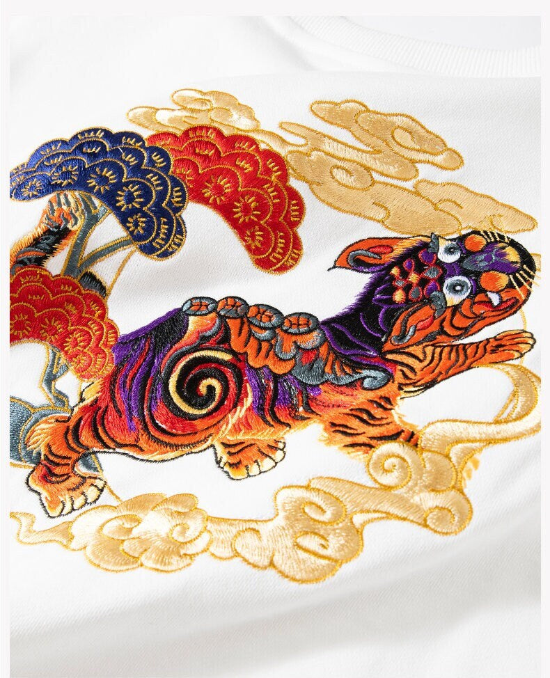 Tiger Embroidered Japanese Sweatshirt - Medium