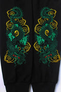 Embroidered Emerald Dragon Japanese Harem Pants - Large