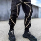 Reflective Neon Strip Design Japanese Style Pants - #808080:Gray
