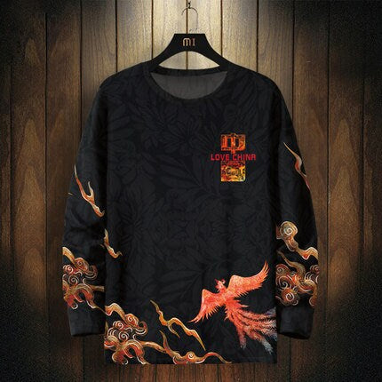 Phoenix Printed Crewneck Japanese Style Sweatshirt - Small