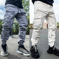 Reflective Neon Strip Design Japanese Style Pants - #ffffff:White