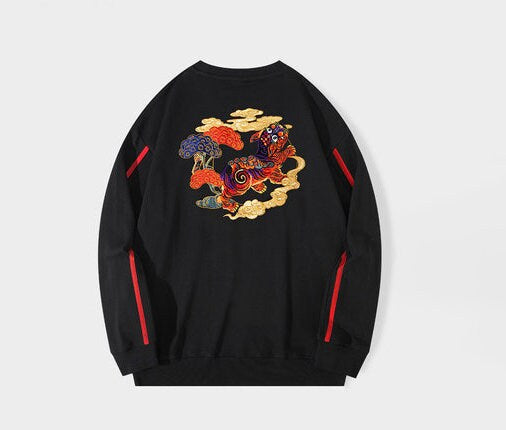 Tiger Embroidered Japanese Sweatshirt - Small