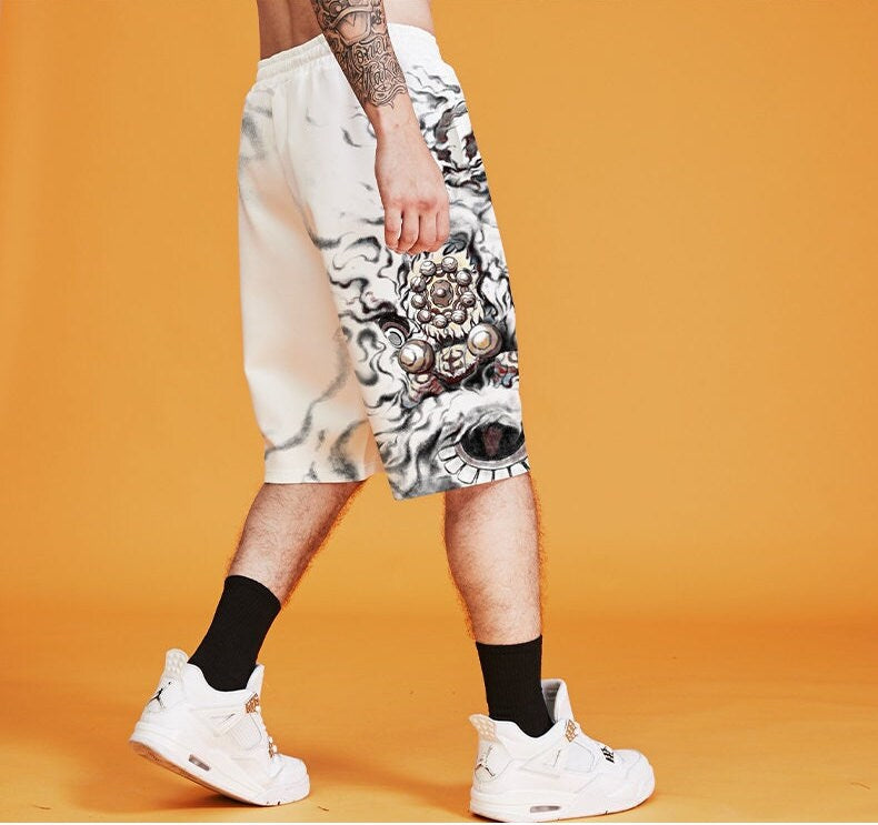 Fierce Lion Printed Japanese Shorts - 3XL