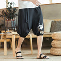 Red Crane Embroidered Japanese Short - #ffffff:White