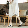 Red Crane Embroidered Japanese Short - #ffffff:White