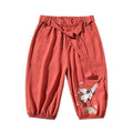 Red Crane Embroidered Japanese Short - #ffffff:White