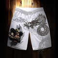 Printed Lion Dragon Japanese Shorts - Small