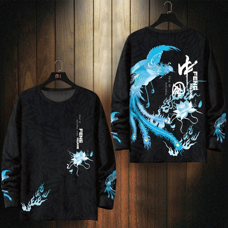 Phoenix Printed Crewneck Japanese Style Sweatshirt - Medium