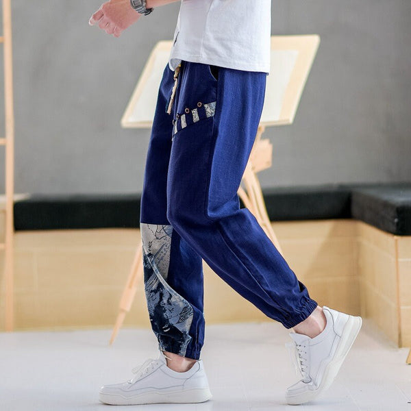 Casual Printed Japanese Vintage Pants - #87ceeb:Sky Blue