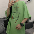 Duck Sketch Printed Japanese T Shirt - #ffffff:White
