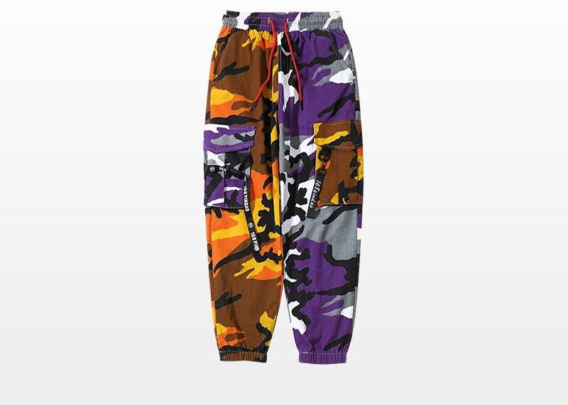 Color Contrast Camouflage Japanese Pants - Large