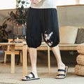 Red Crane Embroidered Japanese Short - #ffffff:White