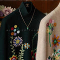 Turtleneck Embroidered Flower Grande Japanese Sweatshirt - Large