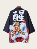 Lion Dance-Inspired Kimono Shirt – Bold and Colorful Design for Anime & Streetwear Fans
