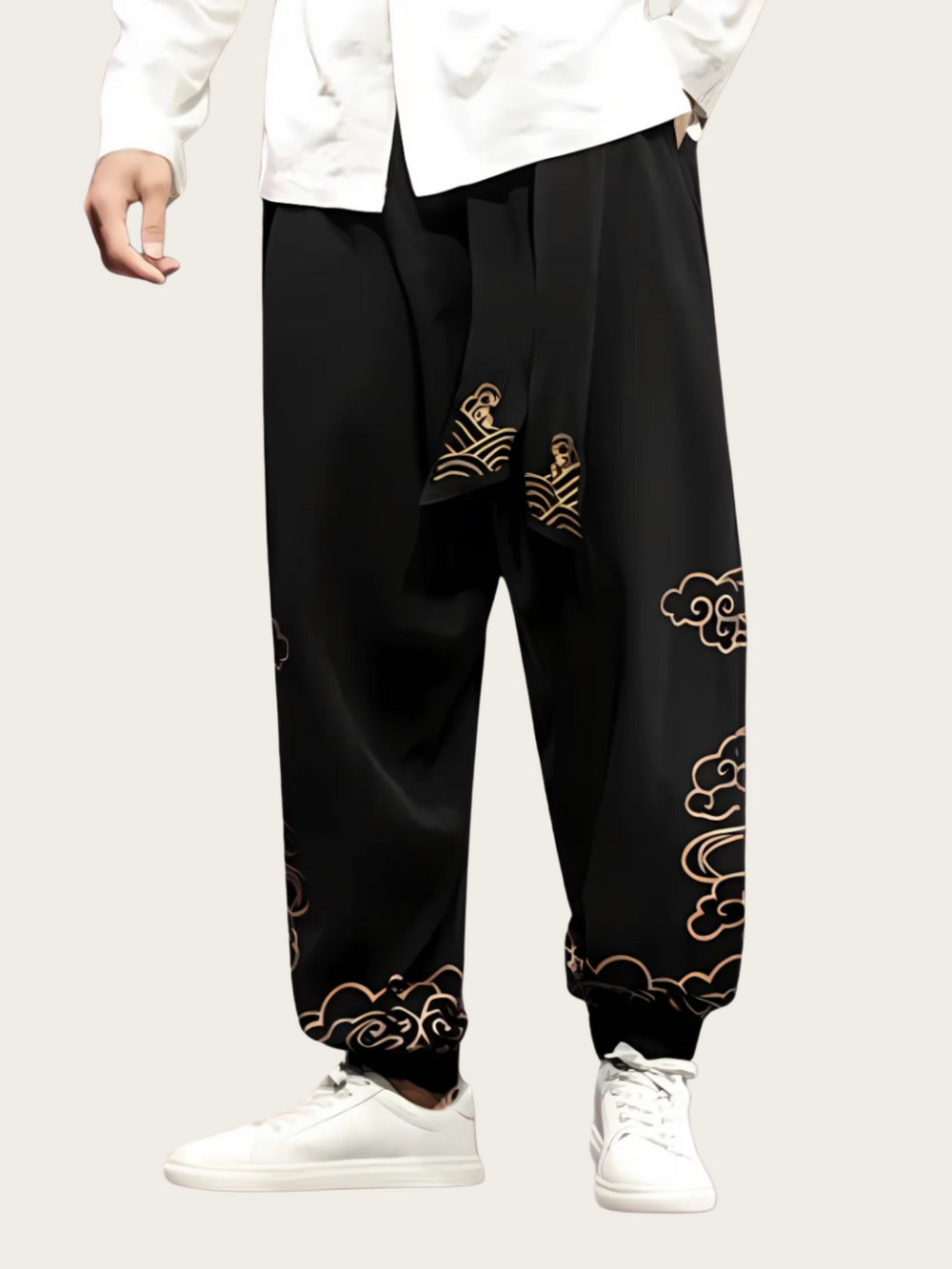 Cloud-Patterned Relaxed Fit Pants in Multiple Colors – Ankle-Length