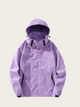 Purple jacket with a hood on a light beige background