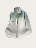 Light blue denim jacket with a brand logo on a white background