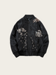 Embroidered Phoenix Bomber Jacket – Mythical Elegance in Black