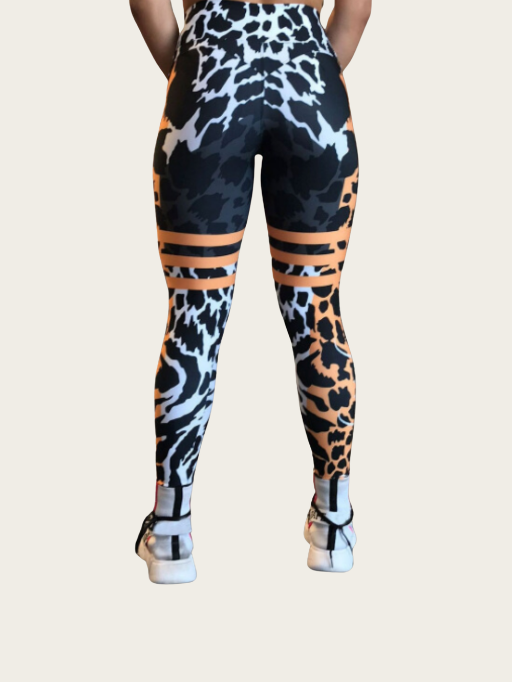 Animal print leggings with a black background