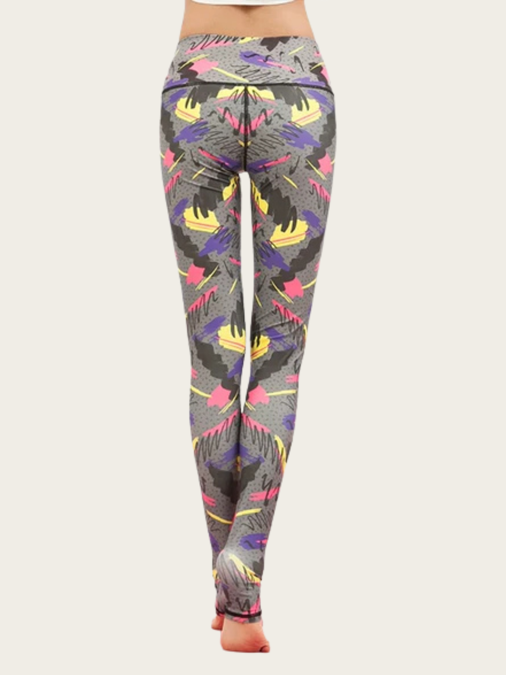 Leggings with colorful abstract pattern on a white background