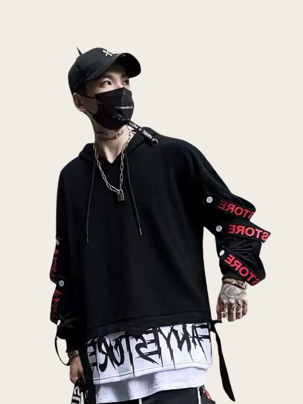 Gothic Drip Layer Style Techwear Japanese Hoodie