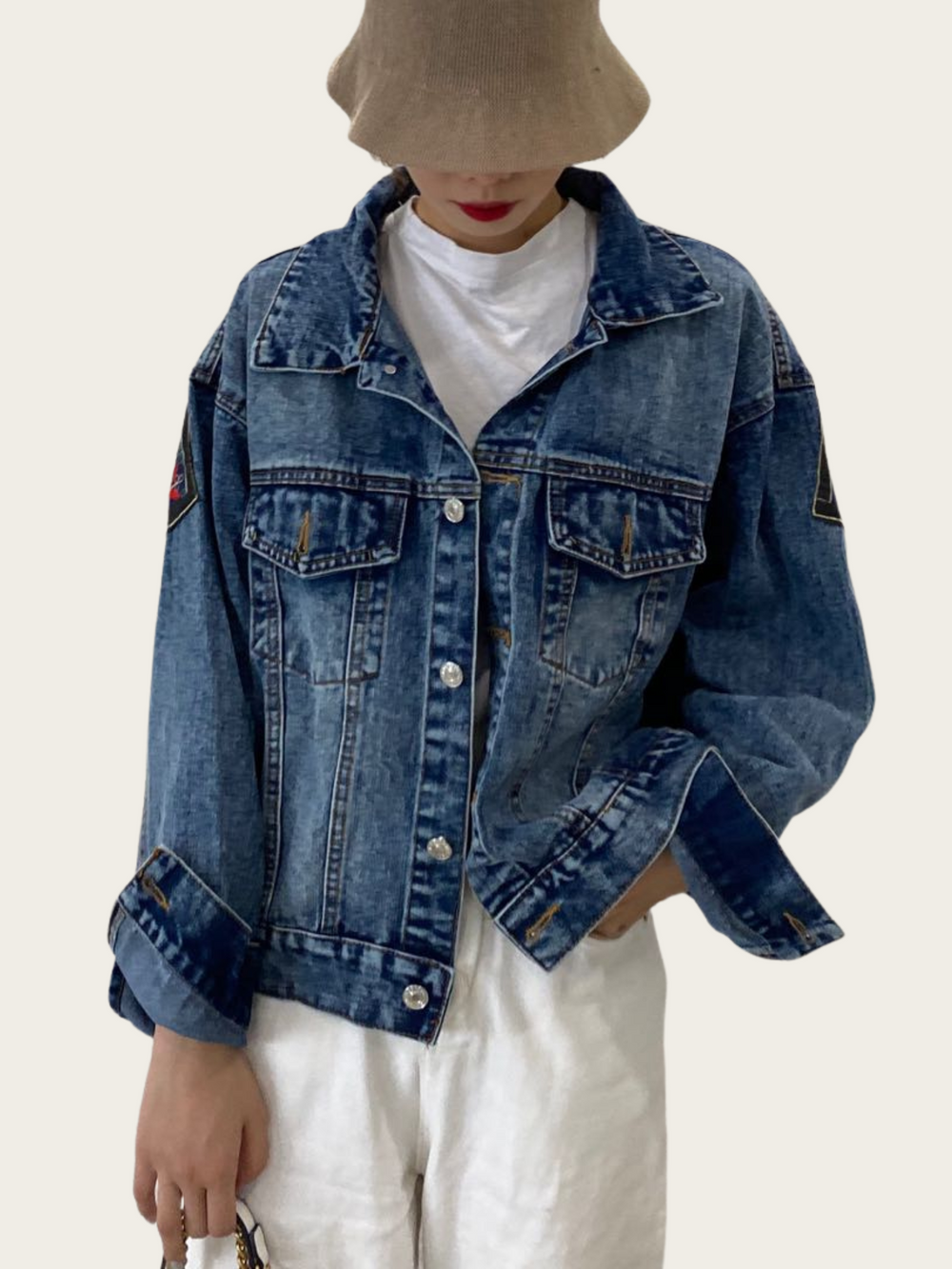 Boho Embroidered Denim Jacket – Colorful Statement Outerwear