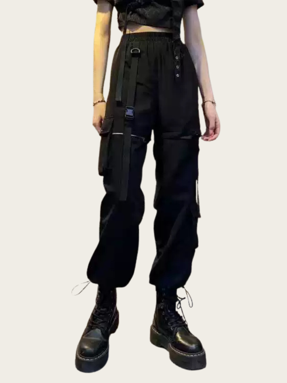 Wind Buckle Detachable Japanese Pants – Stylish Multi-Pocket Streetwear