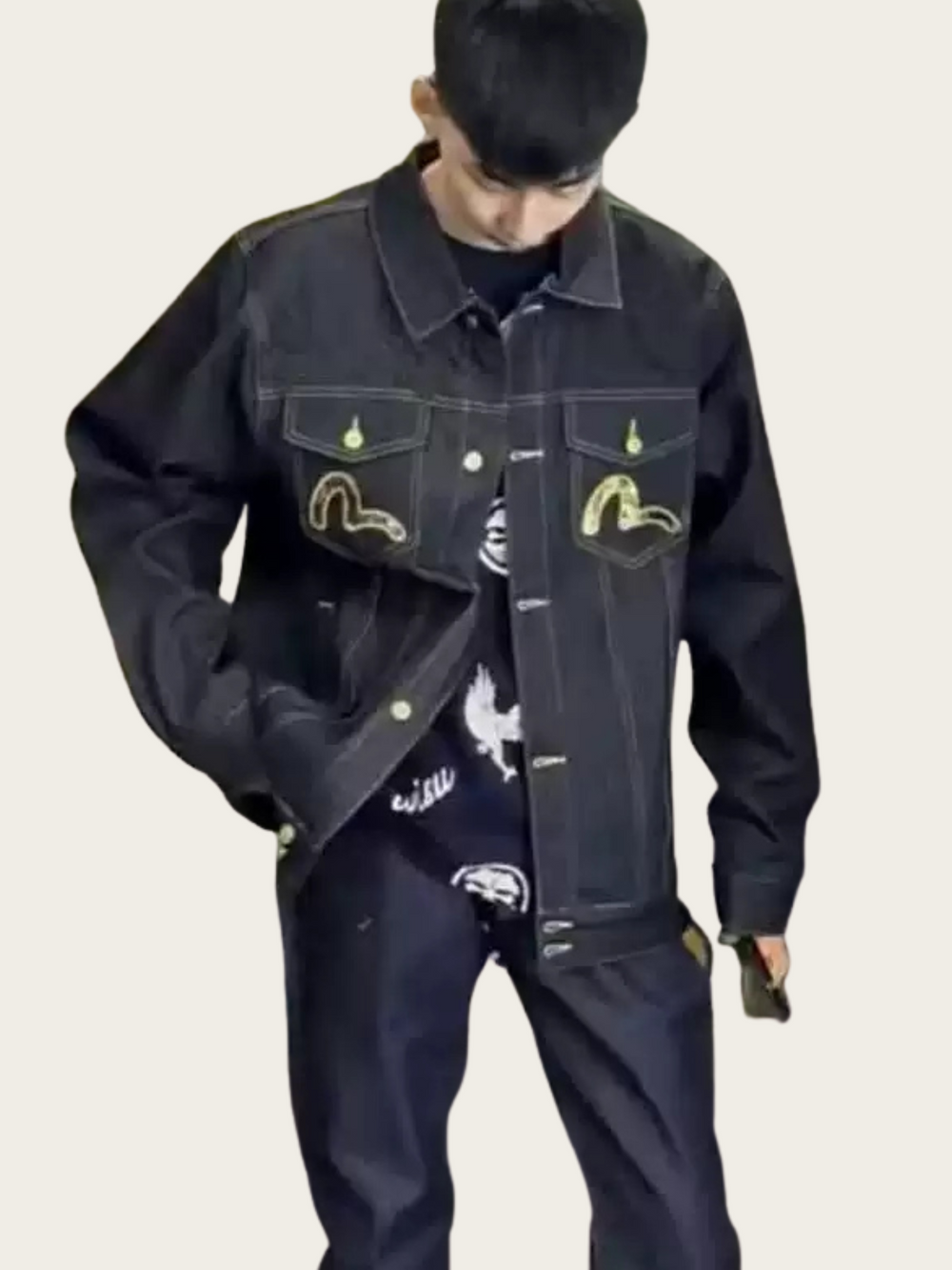 Embroidered Dragon Denim Jacket – Premium Streetwear Style