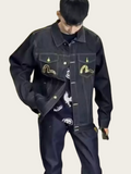 Embroidered Dragon Denim Jacket – Premium Streetwear Style