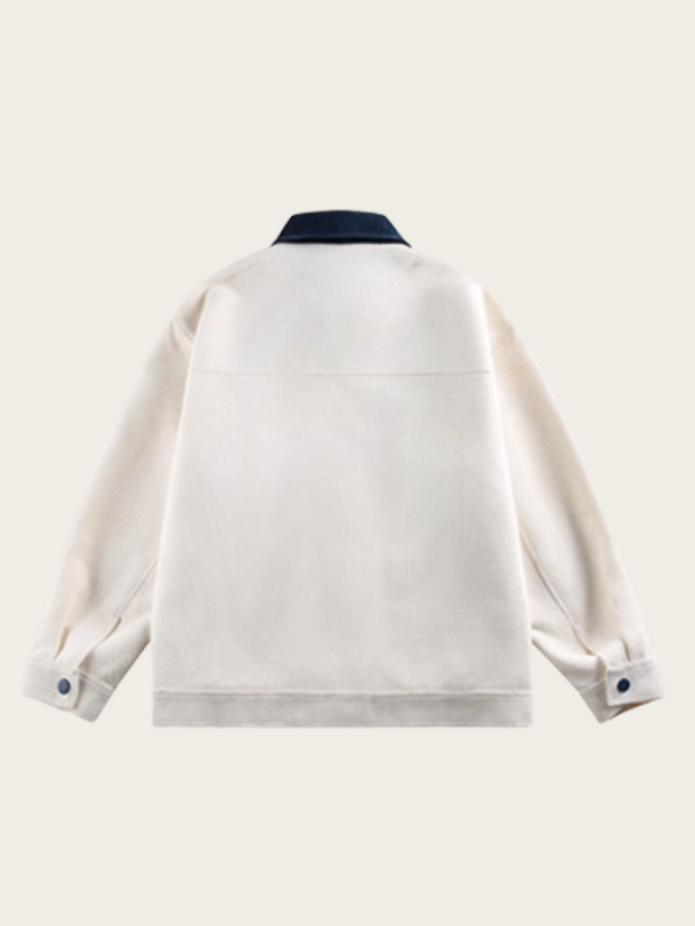 White jacket with a blue collar on a white background