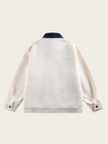 White jacket with a blue collar on a white background