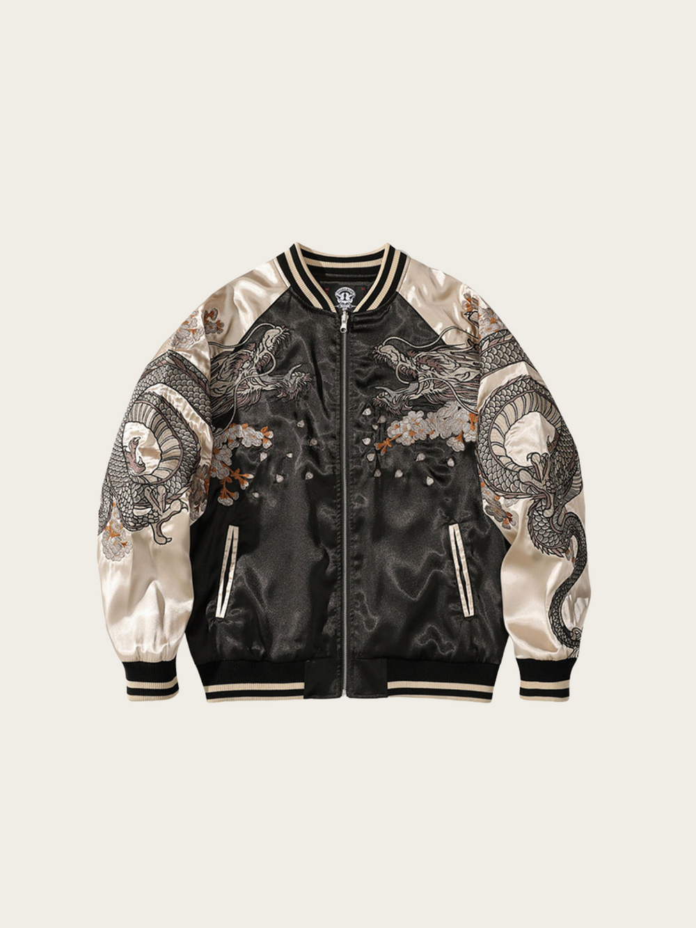 Cross Guild Jacket Twin Dragon Sukajan Bomber Jacket – Embroidered | RUEMOOD