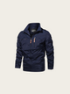Navy blue jacket on a light beige background
