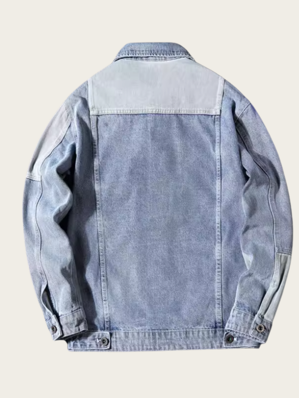 Light blue denim jacket on a white background