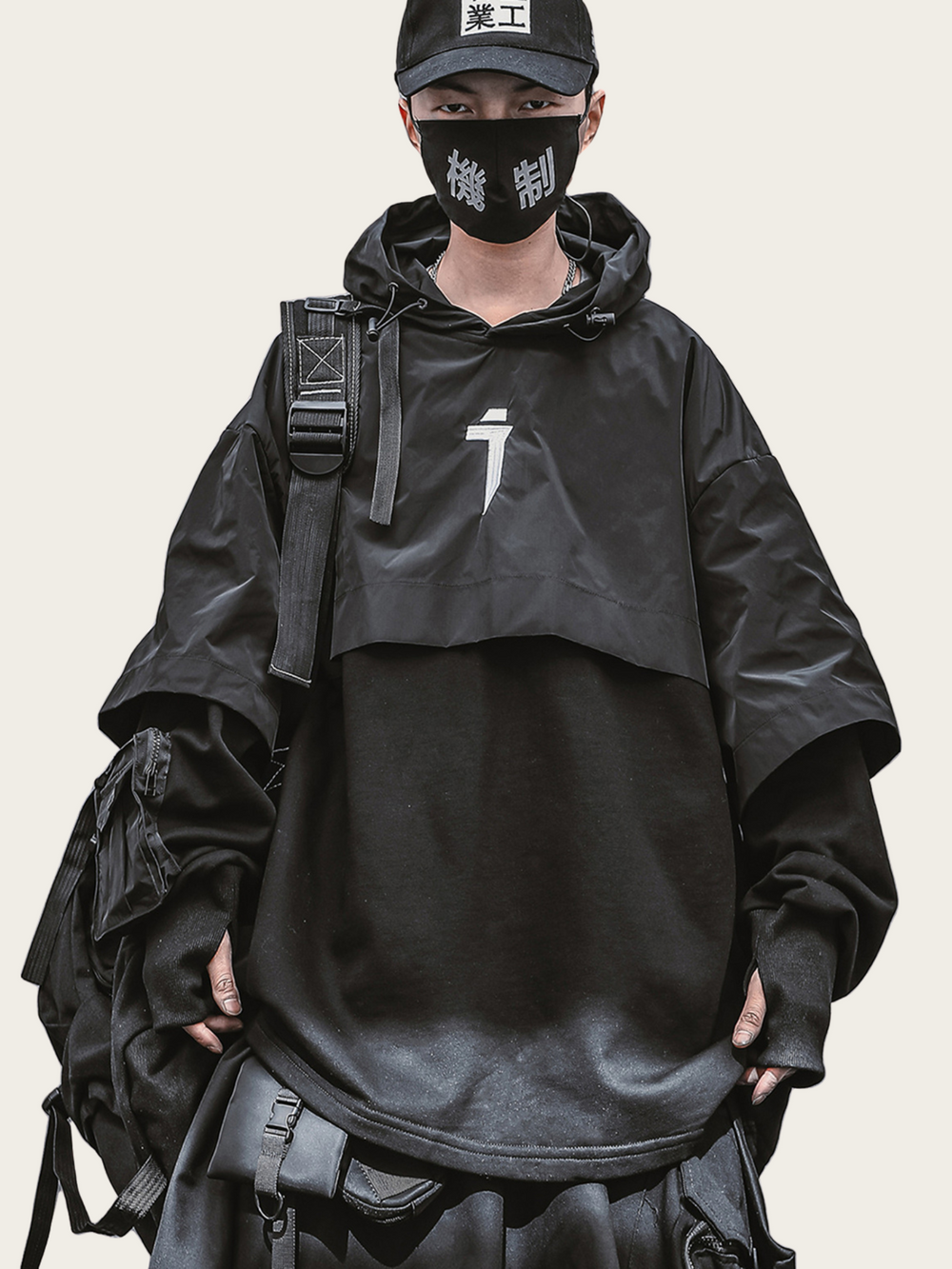 Layered Hoodie with Functional Design – Blue & Black Options