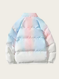 Pastel-colored hooded jacket on a light gray background