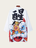 Lion Dance-Inspired Kimono Shirt – Bold and Colorful Design for Anime & Streetwear Fans