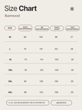 Size chart for Ruemood clothing with measurements in centimeters.