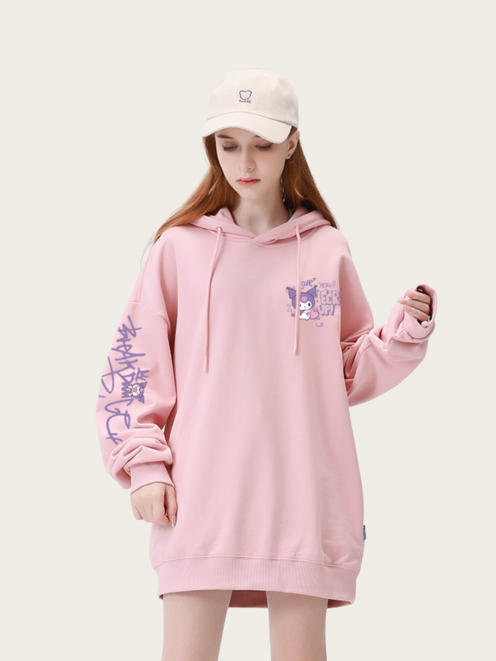 Street Style Oversized Graphic Hoodies - Pink, White, and Black