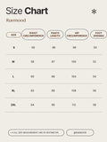 Size chart for Ruemood clothing with measurements in centimeters.