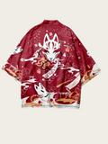 Kitsune Flame Japanese Kimono Cardigan
