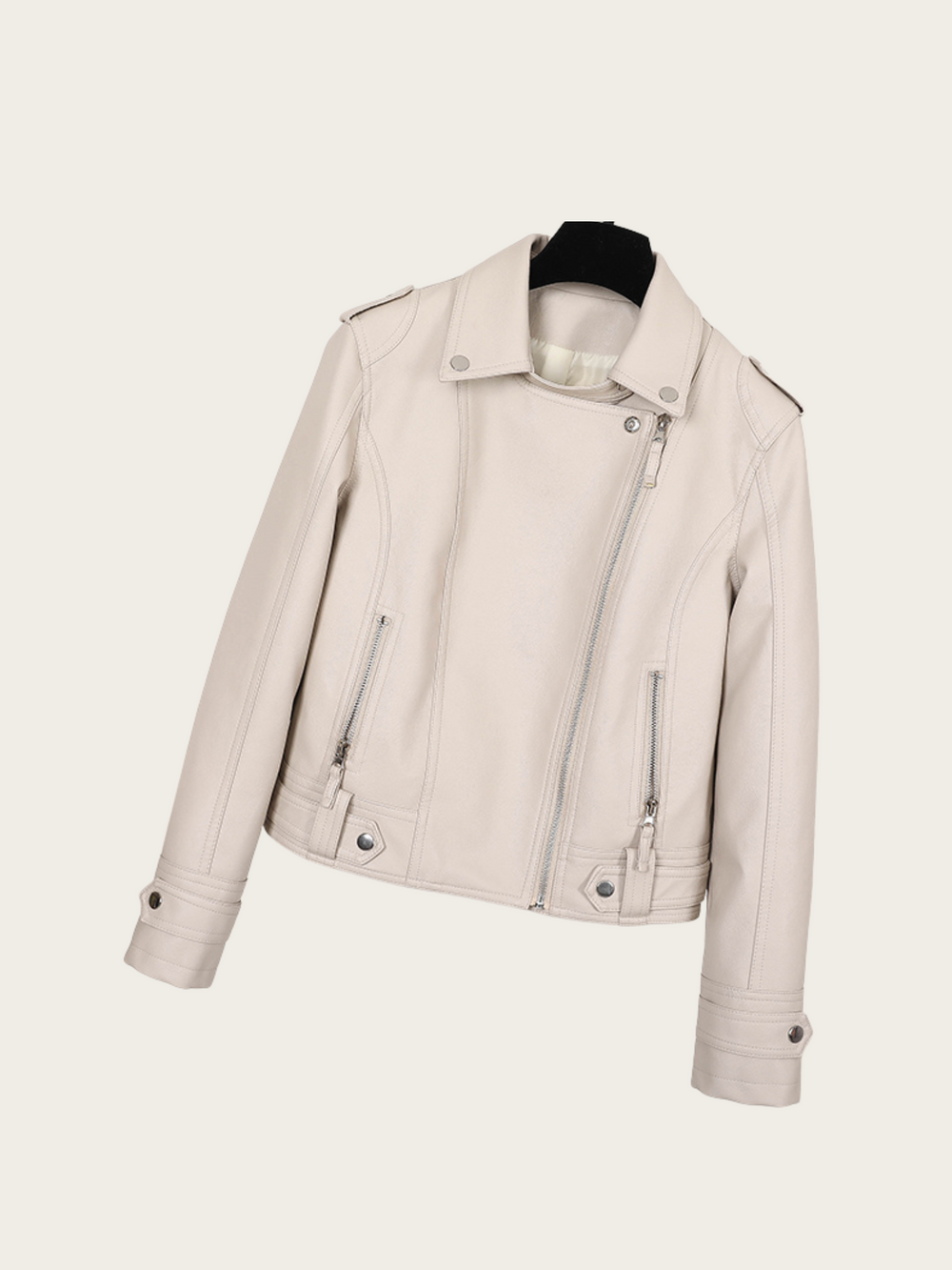 Beige leather jacket on a white background