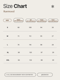 Size chart for Ruemood clothing with measurements in centimeters.