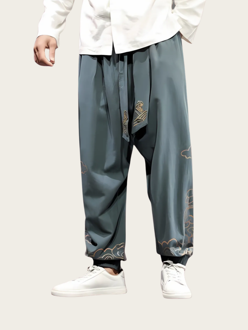 Cloud-Patterned Relaxed Fit Pants in Multiple Colors – Ankle-Length
