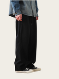 Black Wide-Leg Drawstring Trousers – Minimalist Streetwear Comfort