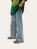 Oversized Graffiti Paint-Splash Wide Leg Denim Jeans – Wide-Leg Flow