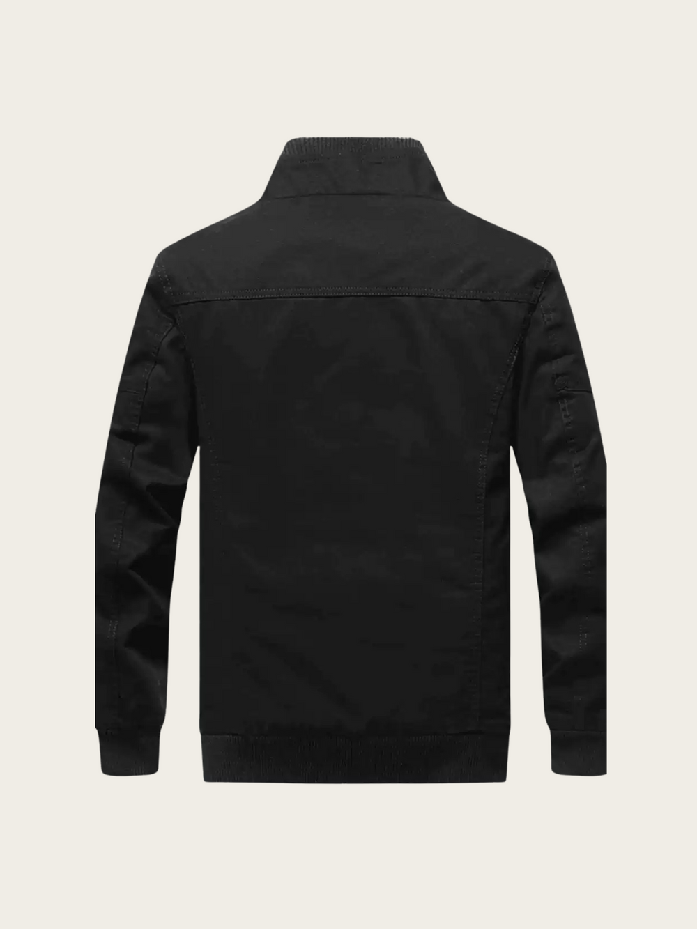 Black jacket on a light beige background