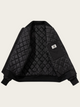 Black quilted jacket on a beige background